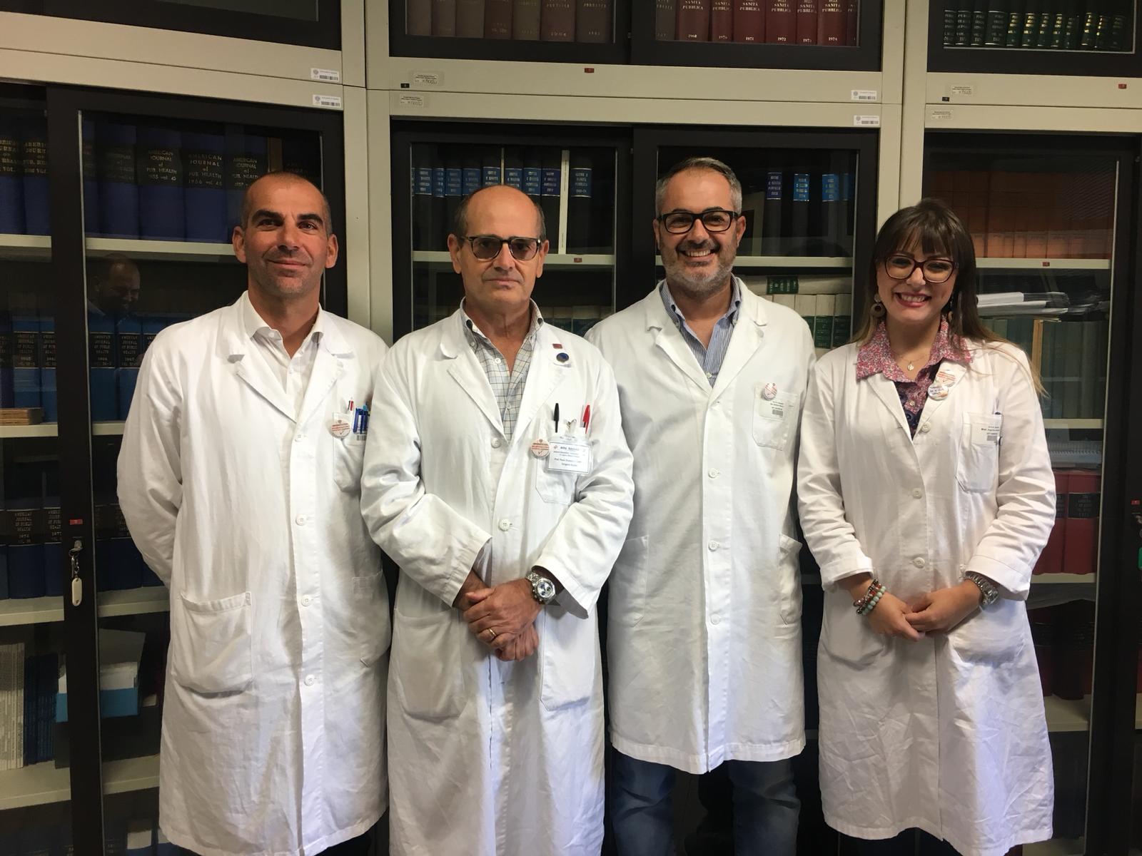 From left to righ: Dr. Andrea Cossu, Prof. Paolo Castiglia, Dr. Marco Dettori, Dr. Antonella Arghittu<br>