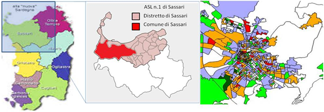 Fig.3 Area oggetto di studio: rappresentazione zone censuarie per Indice di Deprivazione